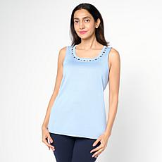 Nina Leonard Scoop Neck Sleeveless Knit Tank