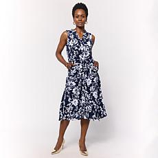 Nina Leonard Sleeveless Collared Button Front Dress