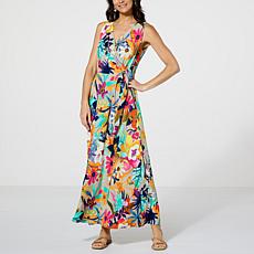 Nina Leonard Sleeveless Side Tie Maxi Dress 