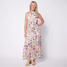 Nina Leonard Sleeveless Smocked Neck Midi Dress