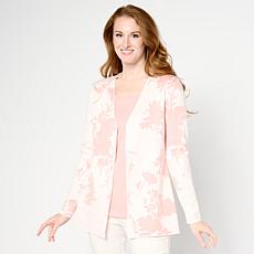 Nina Leonard Twofer Long-Sleeve Jacquard Knit Sweater