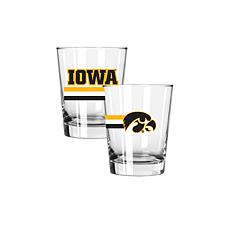 Official College Big Stripes 15oz Double Old Fashion 2-pack - Iowa