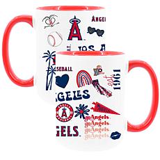 Official MLB 15oz Loco Design Inner Color Mug 2pk - Los Angeles Angels