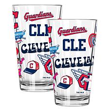 Official MLB 16 oz. Loco Design Pint Glass 2pk - Cleveland Guardians