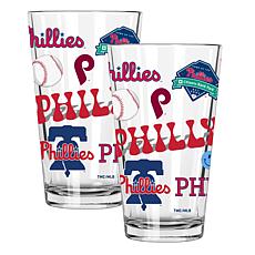 Official MLB 2-Pack 16oz Stainless Steel Pint Glasses Phillies