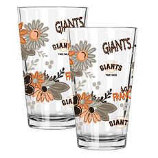 Official MLB Flower-Design & Logo 16 oz. Pint Glass 2pk - Giants