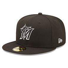 Officially Licensed Fanatics MLB Men's Marlins White Logo Fitted Hat