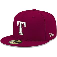 Officially Licensed Fanatics MLB Men's Rangers White Logo Fitted Hat
