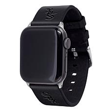Officially Licensed MLB Apple Watch Blk Leather Band 38/40mm-White Sox