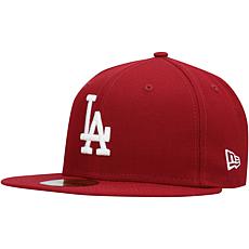 Officially Licensed MLB Men's New Era White Logo Fitted Hat - Dodgers 