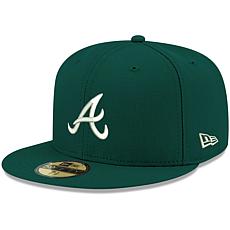 Officially Licensed MLB Men's New Era White Logo Fitted Hat - Braves 