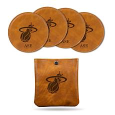 Officially Licensed NBA Personalized 4-pack Brown Coasters - Heat