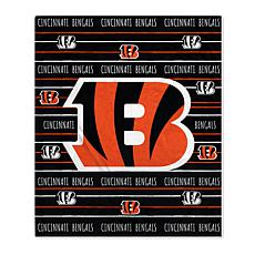 Officially Licensed NFL Bengals Logo Stripe Flannel Fleece Blanket