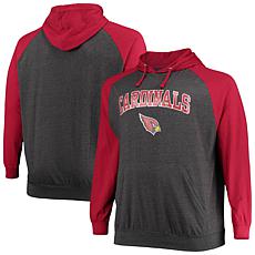 Officially Licensed NFL Charcoal Big & Tall Raglan - Cardinals 