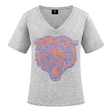Officially Licensed NFL Crystal Team Logo Women's Short Sleeve T-Shirt
