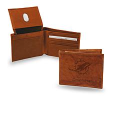 Officially Licensed NFL Embossed Leather Billfold - Dolphins