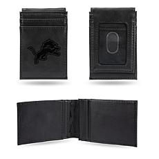 Officially Licensed NFL Engraved Black Front Pocket Wallet - Lions