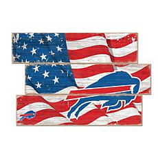Officially Licensed NFL Flag 3 Plank Wall Sign - Buffalo Bills