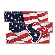 Officially Licensed NFL Flag 3 Plank Wall Sign - Houston Texans