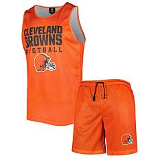 Officially Licensed NFL Men FOCO Orange Colorblock Shorts Set - Bro...