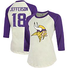 Women's Minnesota Vikings Rhinestone Football V-neck T-Shirt Tee Bling  Ladies