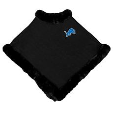 Officially Licensed NFL One-Size Fur-Trim Poncho - Detroit Lions
