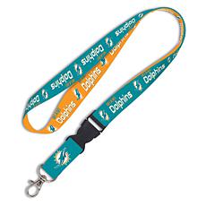 Officially Licensed NFL Reversible Lanyard Detachable Buckle, Dolphins
