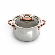 Ouro Gold 18/10 Stainless Steel 8" Stockpot with Glass Lid, 5qt.