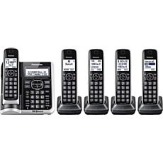 Panasonic 5-piece Cordless Handset System with Link2Cell & Call Block