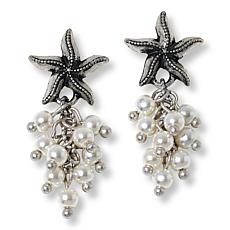 Patricia Nash Starfish Simulated Pearl Cluster Drop Earrings 