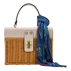 Patricia Nash Vienne Top Handle Wicker Satchel with Scarf