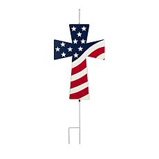 Patriotic/Americana 32"H Double-Sided Metal Cross Yard Stake