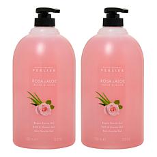 Perlier Rose and Aloe 1L Bath and Shower Gel 2-pack
