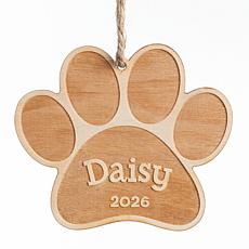 Personalized Planet Personalized Dog Paw-Shaped Wooden Ornament