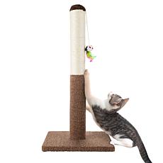 Pet Adobe Tall Cat Scratching Post with Toy - Tan