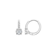 Radiance by Absolute™ Asscher Cut and Round Stud-Style Hoop Earrings