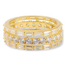 Radiance by Absolute™ Goldtone Sterling Silver 3-Row CZ Band Ring