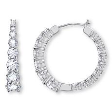 Radiance by Absolute™ Platinum-Plated Graduated Stone Hoop Earrings