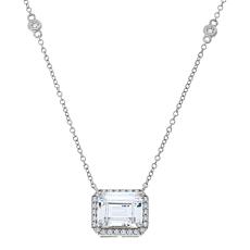 Radiance by Absolute™ Sterling Silver Halo Solitaire Drop Necklace