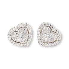 Radiance by Absolute™ Sterling Silver Heart Pavé Stud Earrings
