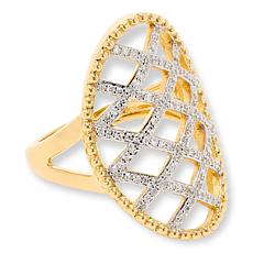 Rarities 2-Tone Gold-Plated .35ctw White Diamond Open Lattice Ring 