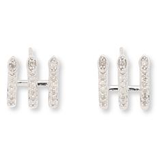Rarities .35ctw White Diamond Rhodium-Plated Three-Row Earrings