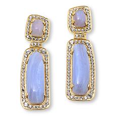 Rarities Blue Lace Agate and White Zircon Gold-Plated Drop Earrings