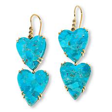 Rarities Composite Turquoise and Diamond Double Heart Earrings