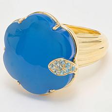 Rarities Gold-Plated Blue Chalcedony & Blue Topaz Flower Ring