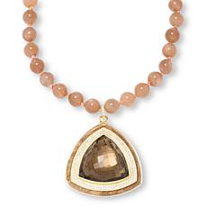 Rarities Gold-Plated Brown Moonstone and Smoky Quartz Necklace