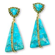 Rarities Gold-Plated Composite Turquoise and Tsavorite Drop Earrings