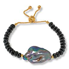 Rarities Gold-Plated Gemstone Bead and Baroque Pearl Bolo Bracelet