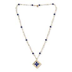 Rarities Gold-Plated Lapis, Moonstone and White Zircon 32" Necklace