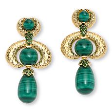 Rarities Gold-Plated Malachite and Tourmaline Statement Earrings